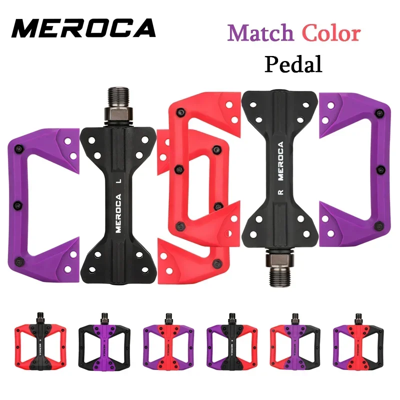 MEROCA Bicycle Pedal  Match Color DIY Widened Non-slip Sealed Bearing Nylon Fiber Mountain Bike Flat Pedal MTB Road Bike Pedal