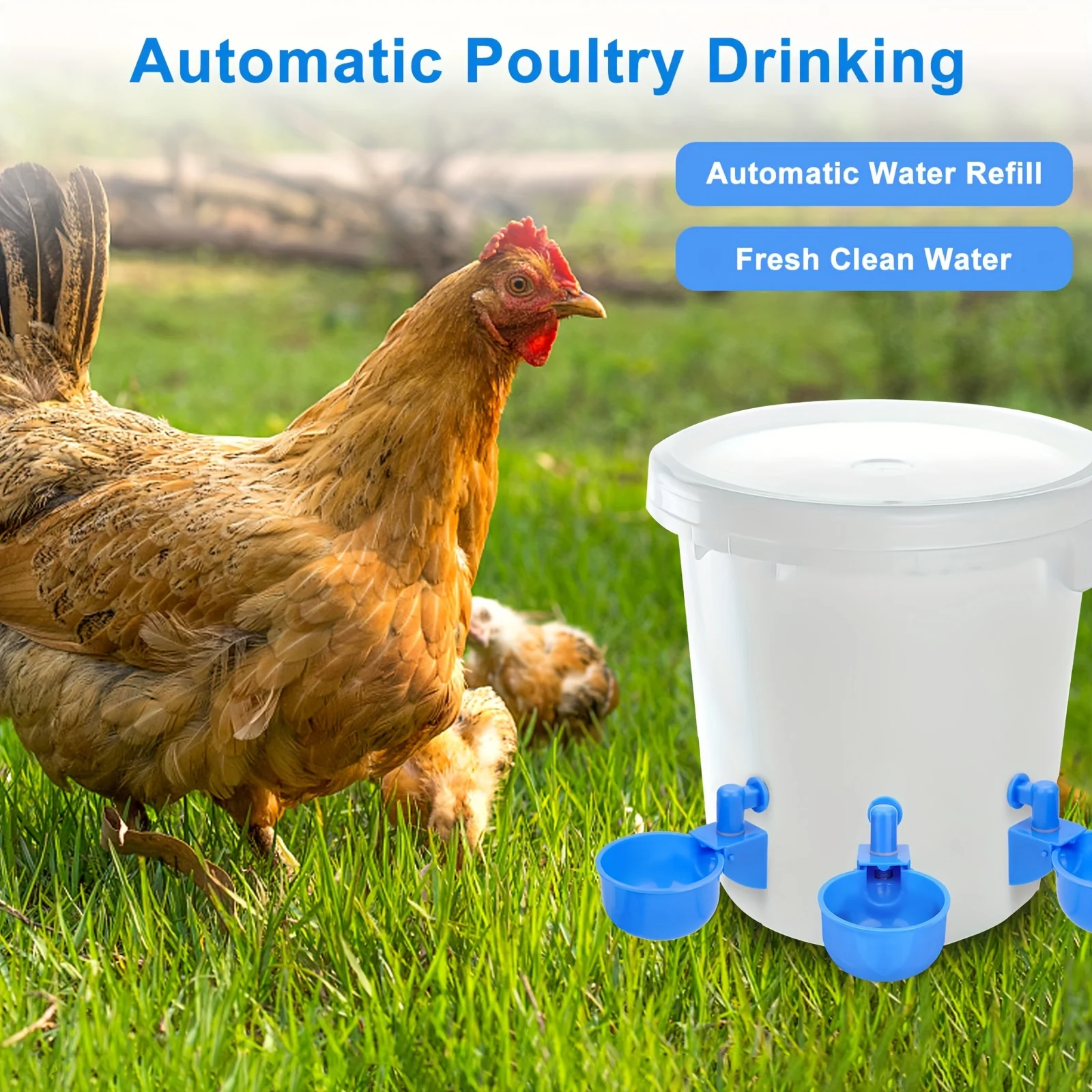 

1/5Pcs Chicken Bird Water Cups Automatic Poultry Drinker Bowl Duck Drinking Machine Hanging Drinking Bowls Water Dispenser