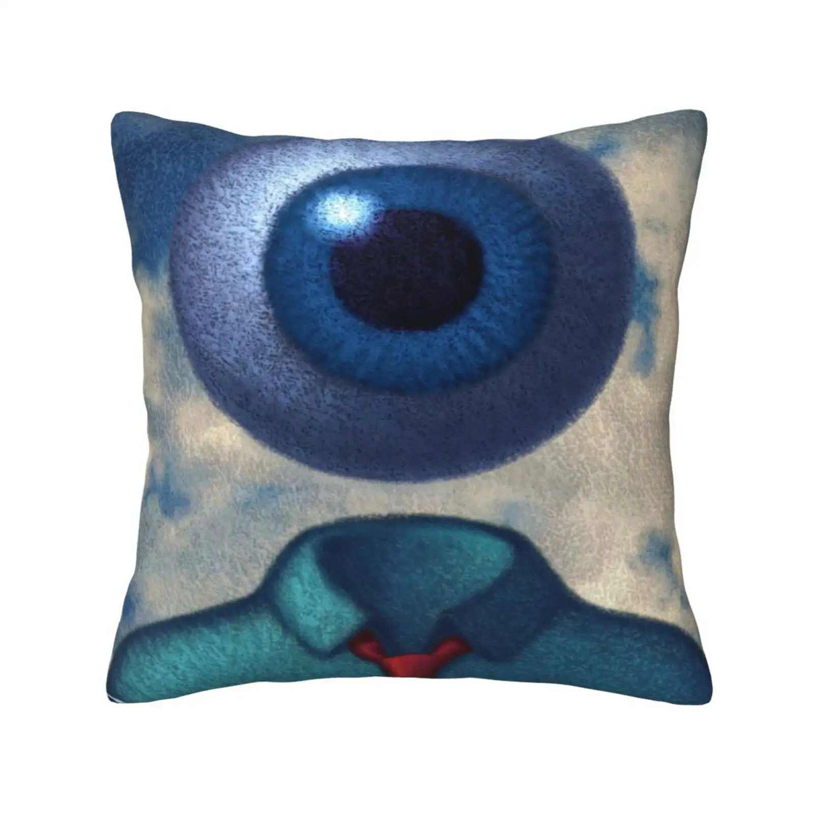 Eye'M Watching You Pillow Cover Hug Pillowcase Rene Magritte Surrealism Eyeball Big Brother 1984 George Orwell Clouds Blue