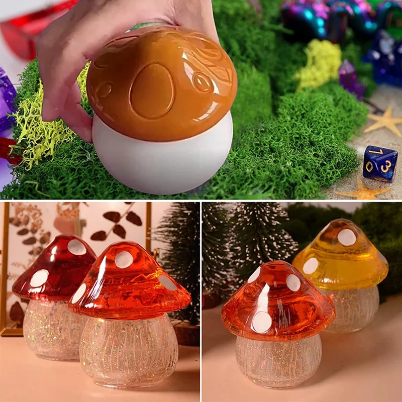 2 Pack Mushroom Jar Resin Mold Halloween Container Silicone Mold Jewelry Holder Trinket Box Candle Holder Mold With Lid