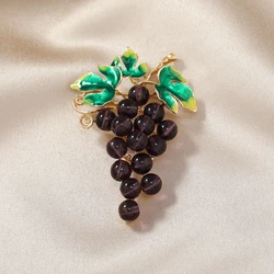 Morkopela Fashion Grapes Brooch Pin Fruit Brooches For Women Luxury Jewelry Dress Accessory Rhinestone Material