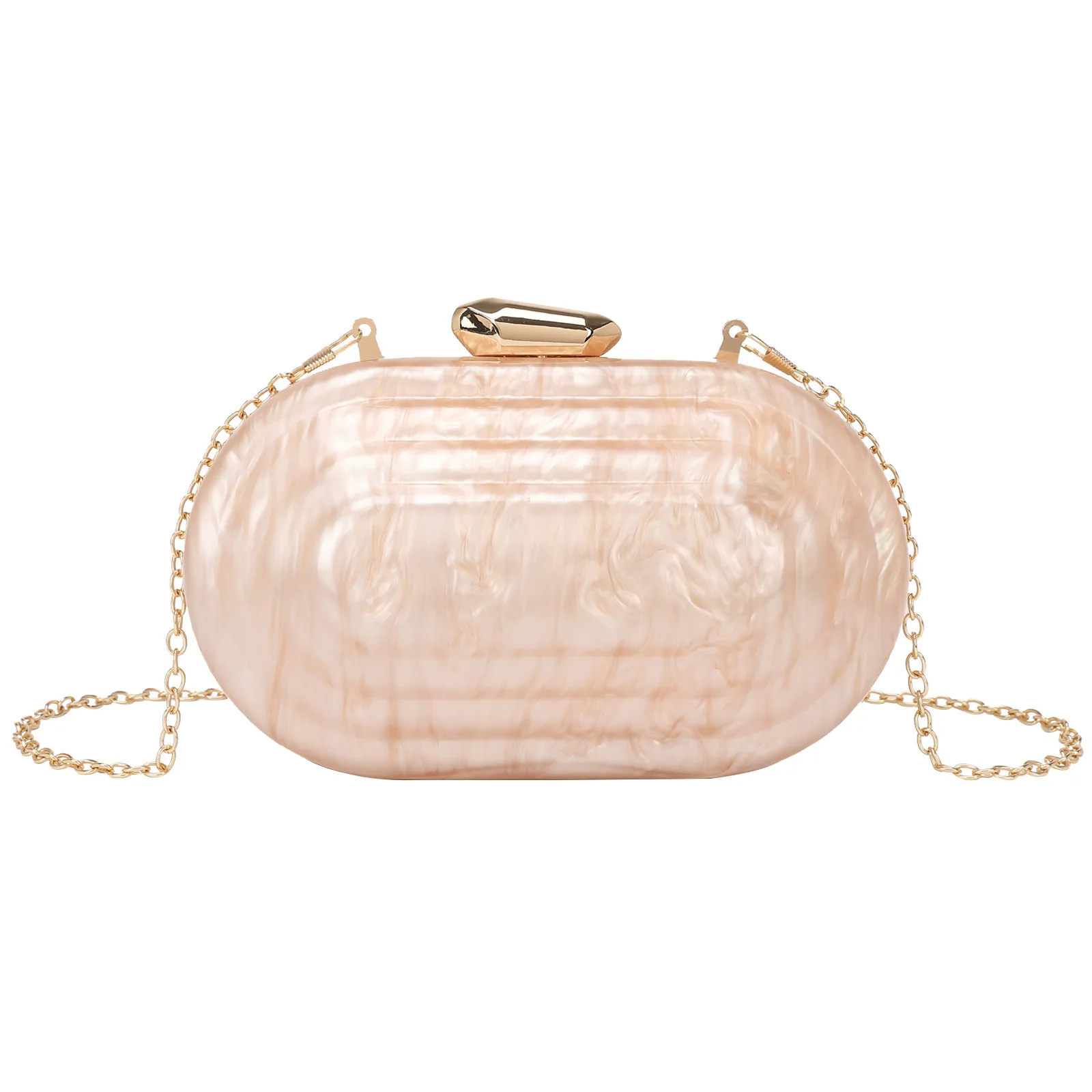 

New Fashionable Marble Layered Acrylic Evening Clutch Handbag Chain Shoulder Bag for Women