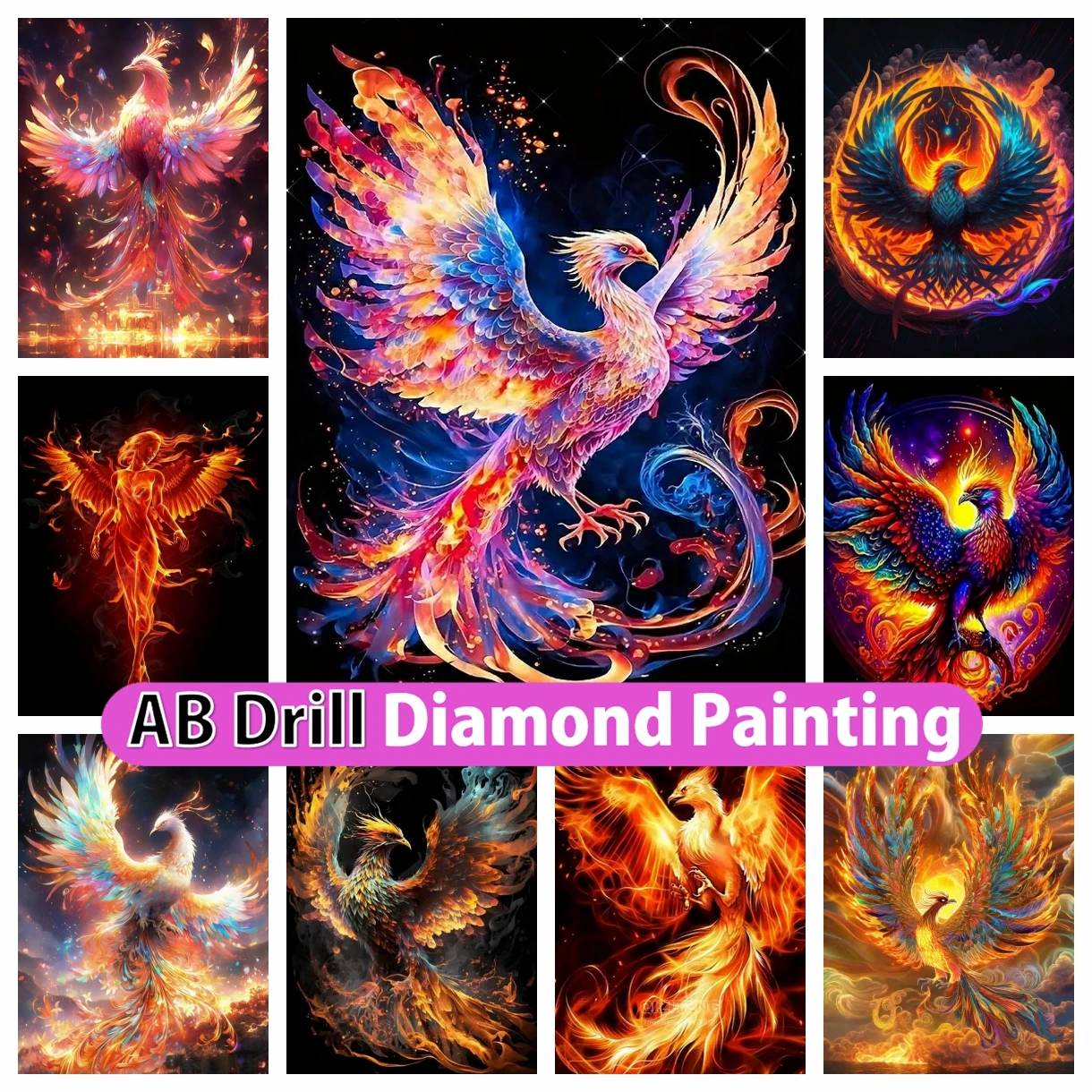 

Phoenix 5D DIY AB Diamond Painting Mosaic Fantasy Colorful Animal Art Full Square Round Cross Stitch Embroidery Home Decor Gift