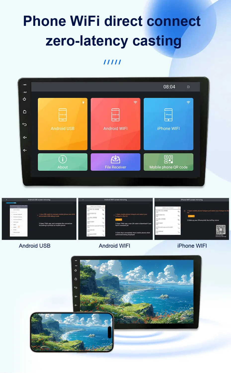 Auto-Radio Android 16 für Ford Ka 2008 - 2014 Carplay Multimedia-Player Stereo GPS Haupteinheit DSP BT WiFi 4G Split-Screen IPS – Detail 18