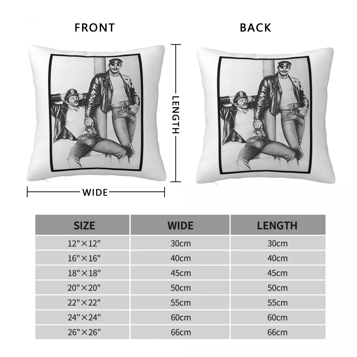 Tom Of Finland Frisky Duo Square Pillowcase Polyester Linen Velvet Creative Zip Decorative Home Cushion Case