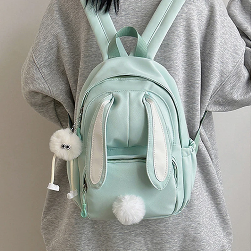 Cute Bunny Backpack for Girls Rabbit Ear Rucksack Large Capacity School Daypack Casual Schoolbag Laptop Backpacks Travel Bag