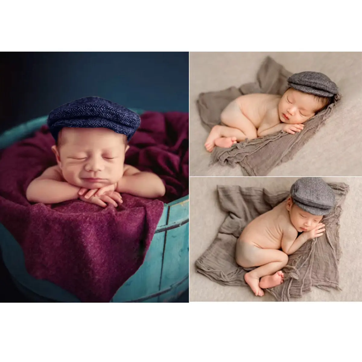 

1Set Newborn Baby Hat Cotton Gentleman Design Bow Tie Photo Prop Set Safe Comfortable for Newborns Under 1 Month Black White