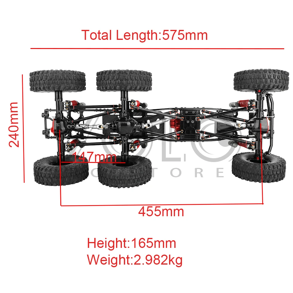 Aluminiowa metalowa rama podwozia samochodu RC 6x6 z przednimi środkowymi tylnymi osiami Skrzynia biegów DIY do części samochodowych Axial SCX10