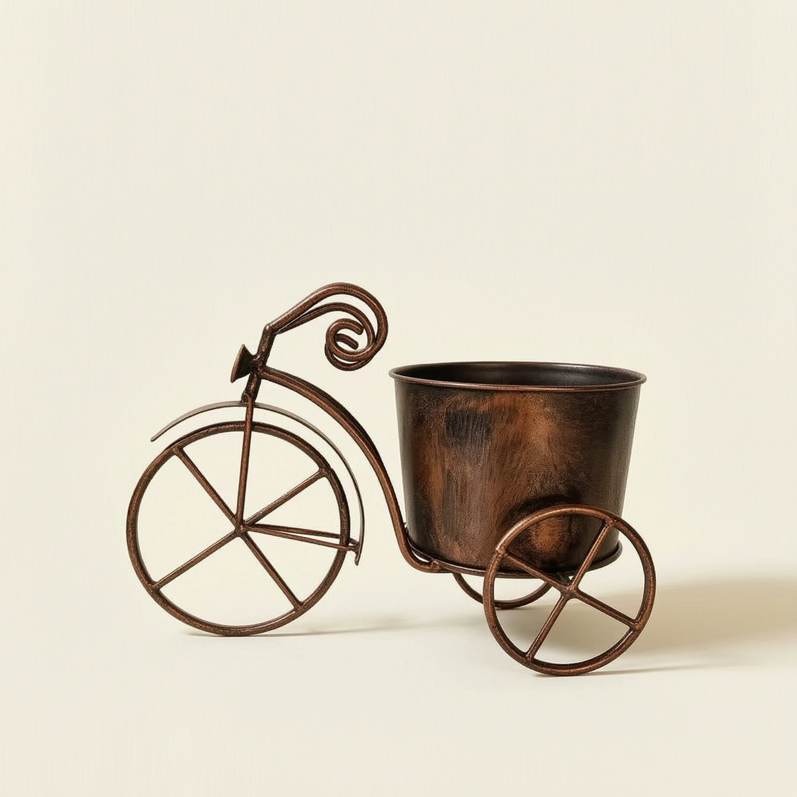 Tricycle Planter Vintage-Style Tricycle Plant Stand Three-Wheeler Planter Rustic Flower Pot Metal for Garden, Patio