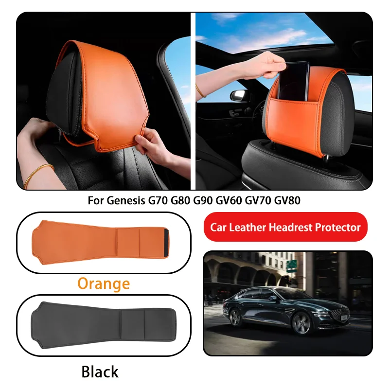 Leather Car Headrest Cover Anti-dirty and Wear-resistant For Genesis G70 G80 G90 GV60 GV70 GV80 car accessories interior