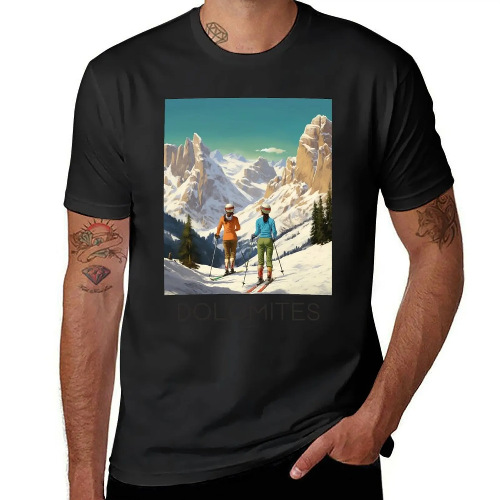 A Vintage Travel Illustration of Dolomites - Italy T-Shirt customs design your own shirts graphic tees mens t shirts