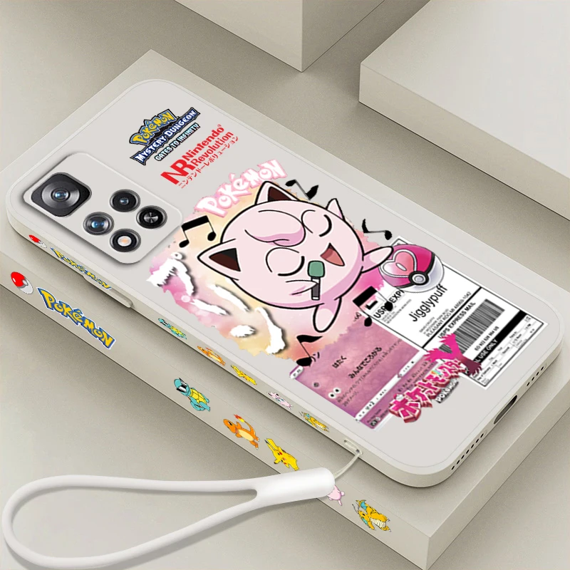 Jigglypuff Mew Pokemon Snorlax Liquid Left Rope For Xiaomi Redmi Note 13 12 12S 12R 11 11T 11S 10 10S Pro Plus 5G Back