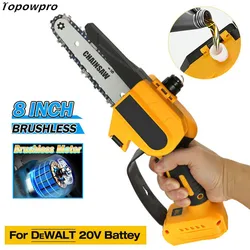 Motosierra eléctrica sin escobillas DeWALT, cortador de poda, tala, herramientas eléctricas de madera de jardín, Batería de 18/20V, 8 pulgadas