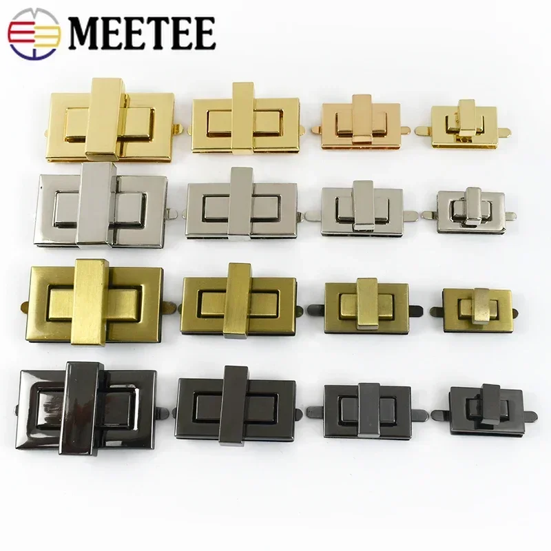 1-5Pcs Bag Square Lock Buckle Metal Turn Twist Locks Clasp for Handbag Purse Closure Toggle Latch Buckles DIY Repair Accessories