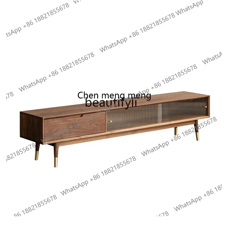 CC182Nordic black walnut solid wood TV cabinet modern light luxury simple style coffee table combination hall cabinet R