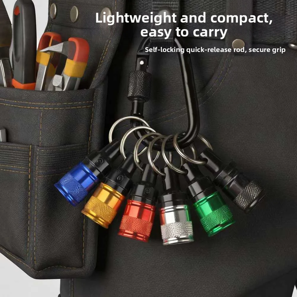 

6pcs Carabiner Extension Rods Quick-Change Extension Bar Screw Adapter Screwdriver Bit Holder Keychain Power Tool