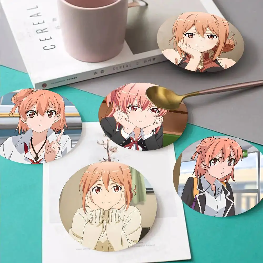 1pc Mrs. Yuigahama Anime Characters Wooden Coaster Colour Printing Cup Mat Home Desk Decoration Gifts