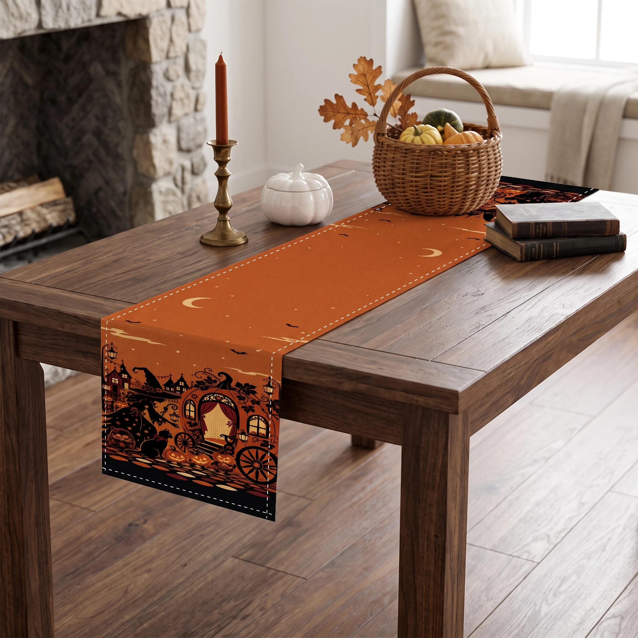 Pumpkin Table Runner Harvest Theme Halloween Table Runner Gothic Table Runner Rectangular Shape For Harvest Festival Home Dining