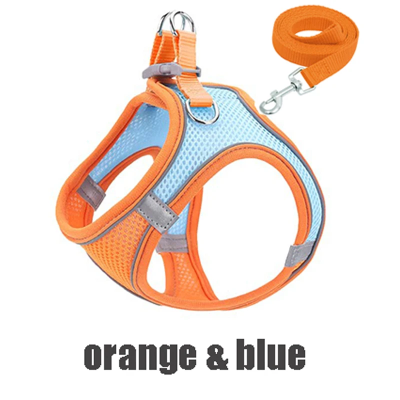 Reflective Dog Harness And Leash Set Adjustable Breathable Vest_voghion.com