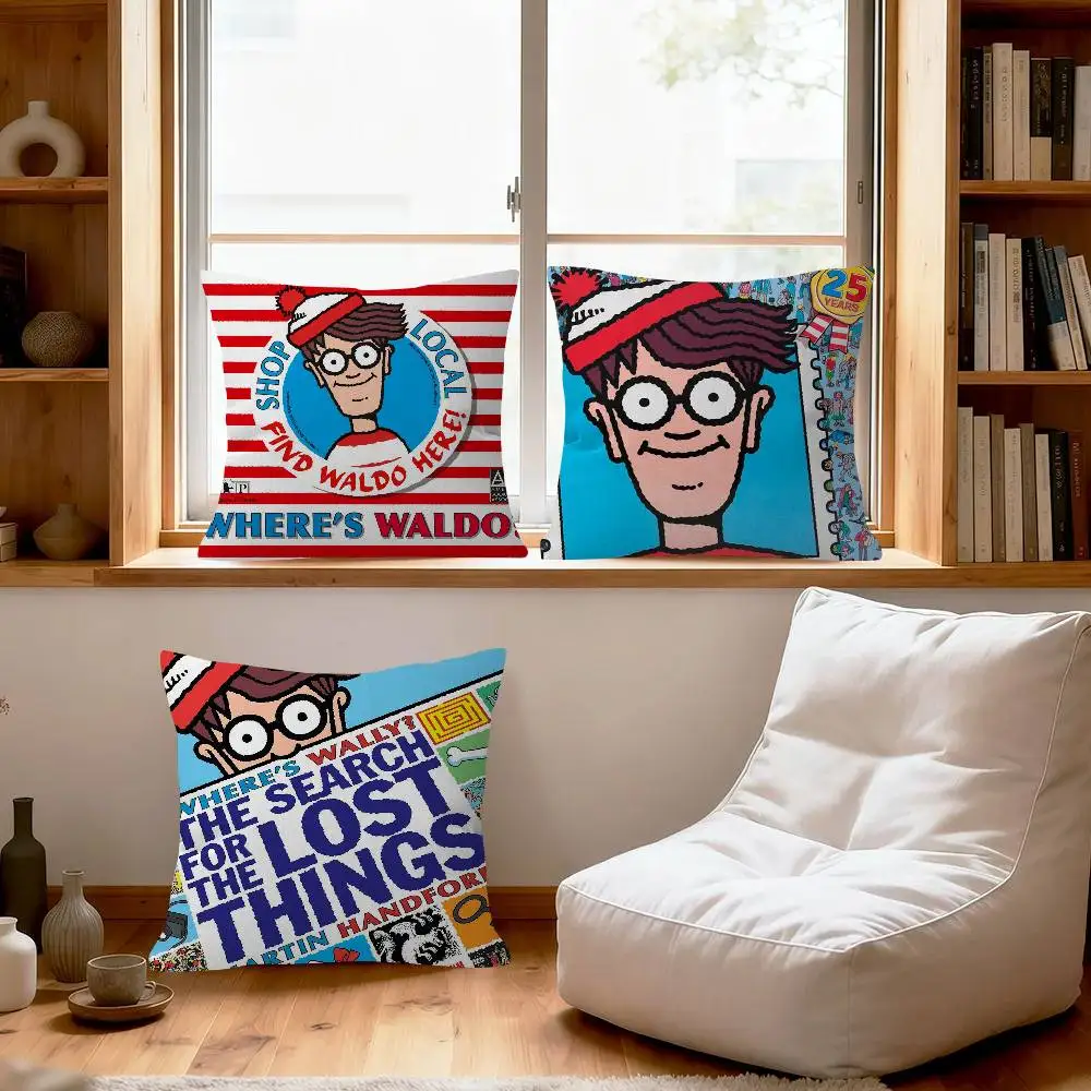 Game Wheres W-WallyS Waldo World Various  Decorative Room Aesthetics Pillow Case Home Decor Bedroom Sofa Bed Pillow Cover 45x45