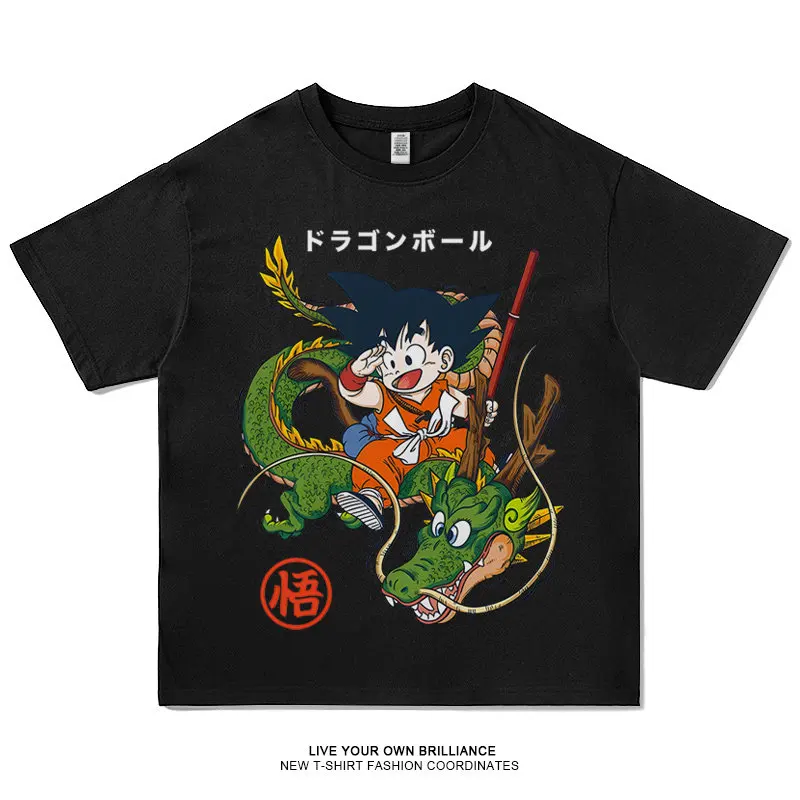 2026 Summer Dragon Ball Oversized T-shirt High Quality 100% Cotton Manga Grid Character Print Unisex Casual for Adults Kids view 4