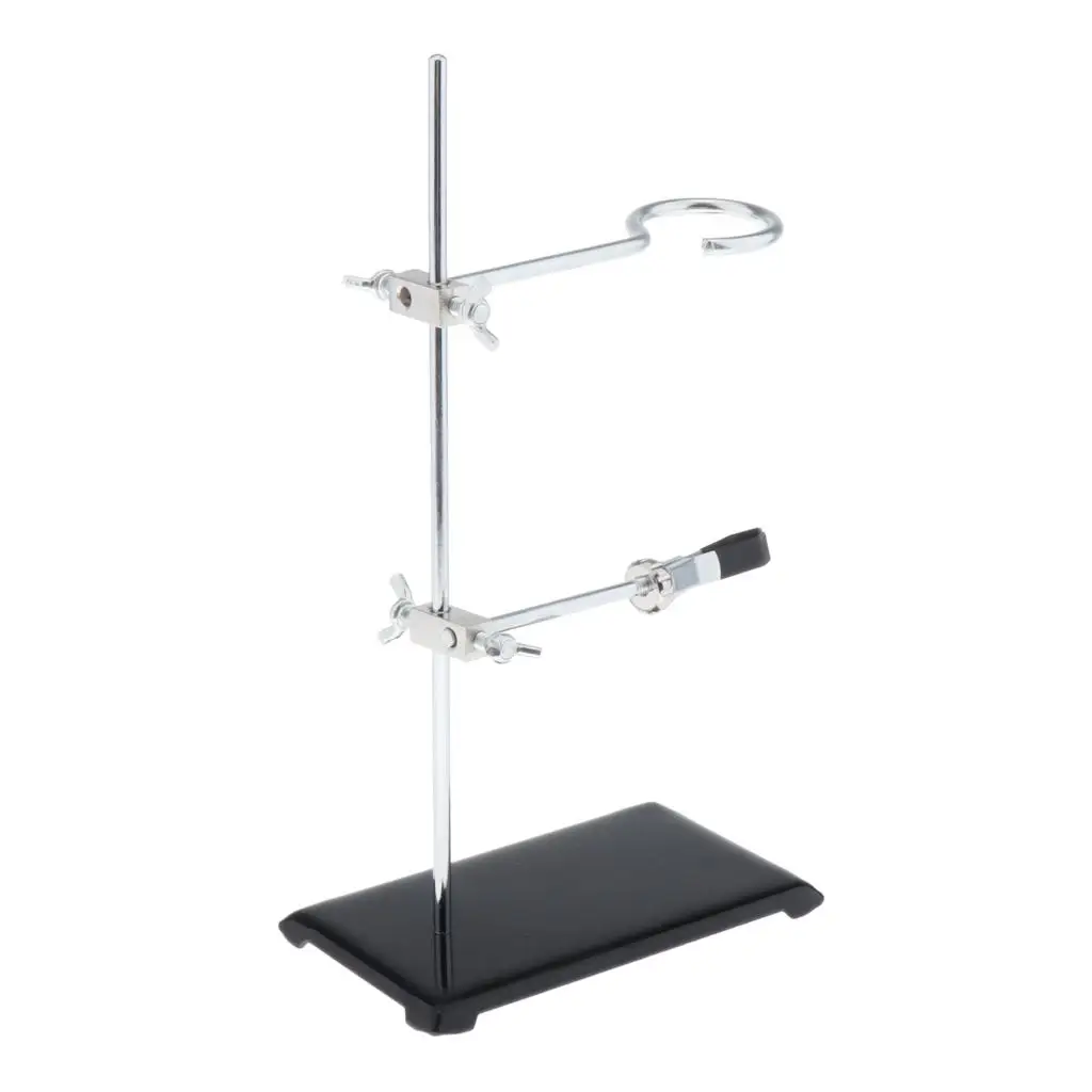 Iron Stand, Firm and Solid Base, Rod, Cork , Clamp with Head and Retort Ring, Easy to Use and Install