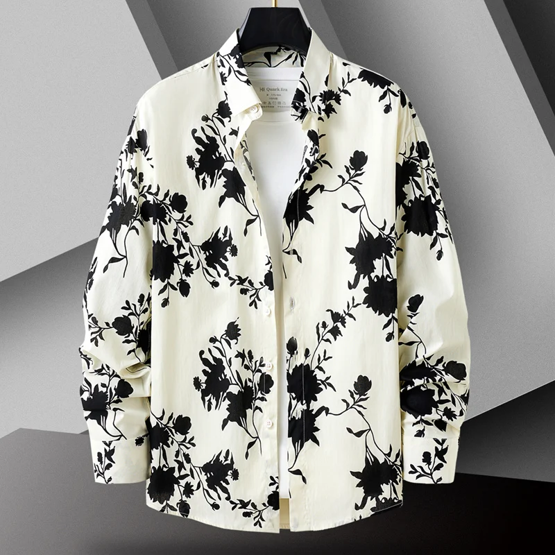 

Long Sleeve Cotton Shirt Men's Spring Autumn New Style Youth Fashionable Thin Outerwear Standard Fit Iron Free Urban Style