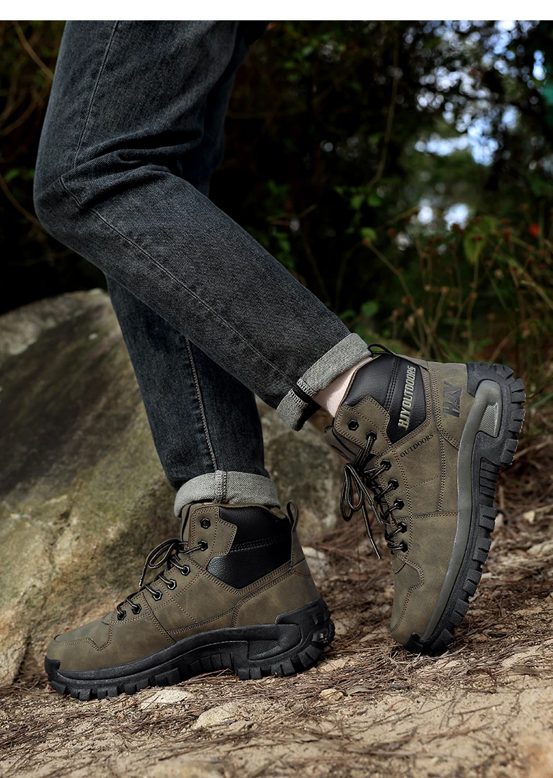 High-Top-Lederstiefel für Herren, atmungsaktive Desert Combat Boots, rutschfeste Outdoor-Wanderstiefel für Herren, Motorradstiefel, Arbeitsstiefeletten – Detail 22