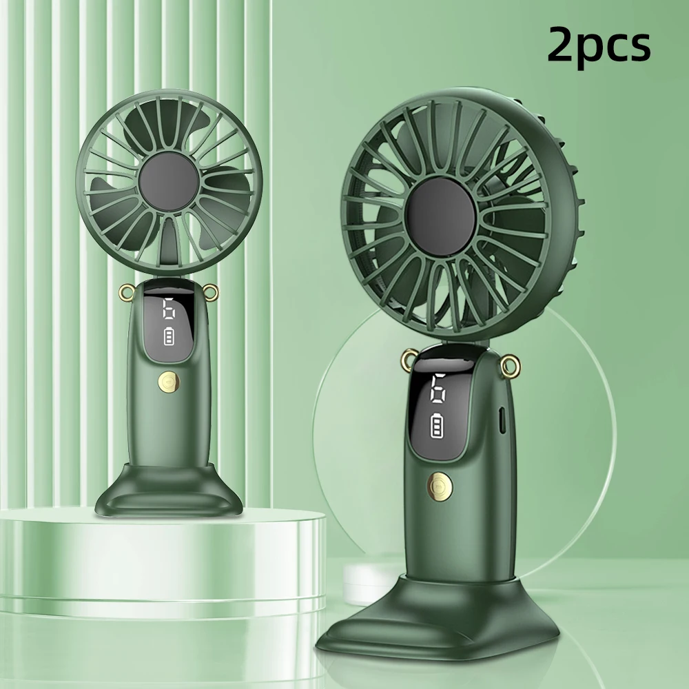 Kipas Meja Mini Lipat 6 Kecepatan Pendingin USB Isi Ulang Penggunaan Ganda sebagai Dudukan Ponsel |   Sempurna untuk Perjalanan & Bekerja