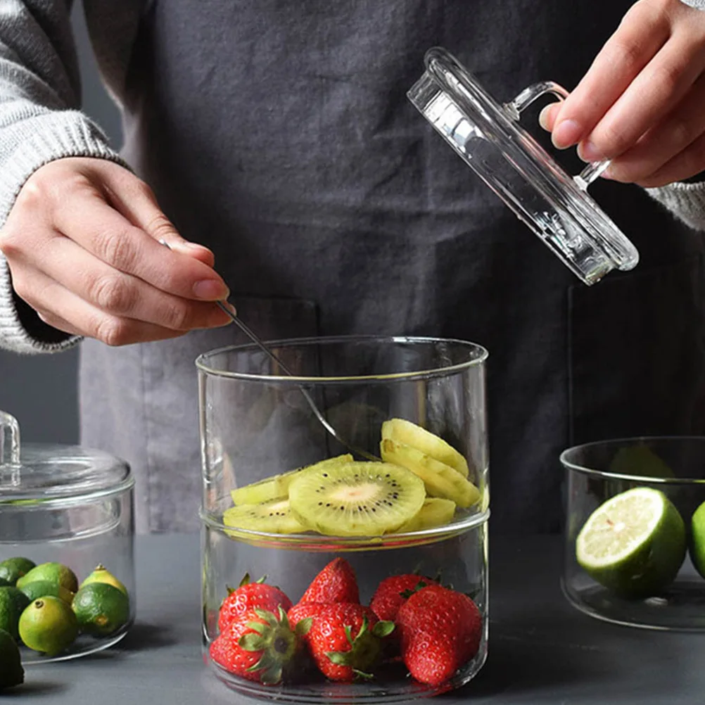 1Pcs Glass Bowl with Lid Multifunctional Salad Snack Storage Container One Piece Molding Technology Easy Clean