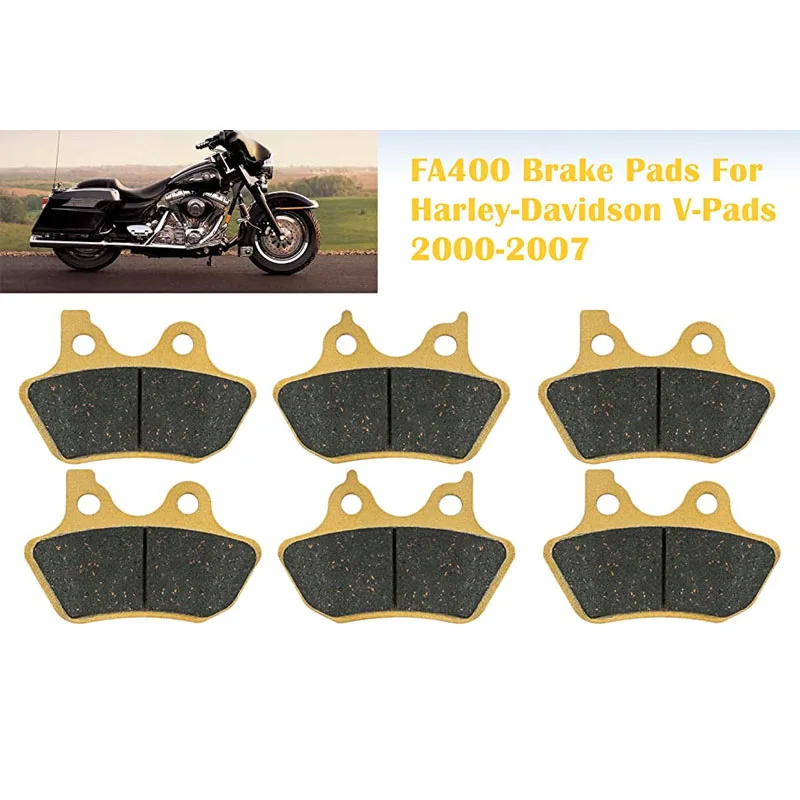 V-Brake Pads 2 Front + 1 Rear Fits 00-07 Harley Davidson FLHT/FLHTi Electra Glide Standard &FLHTCU-I Electra Glide Ultra Classic