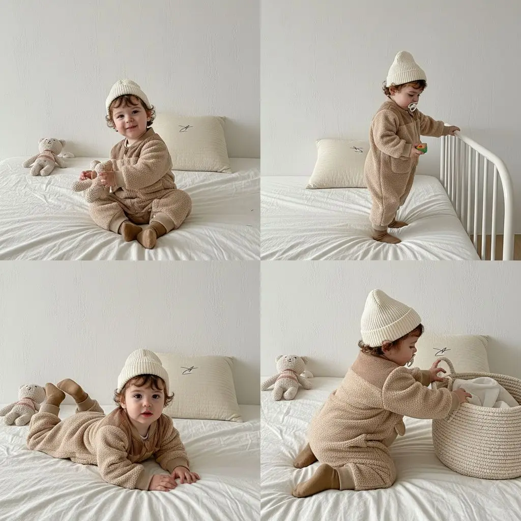 

Корейская версия 2025, детский зимний комбинезон для мальчиков и девочек, толстая меховая одежда для ползания, морозостойкая толстая и теплая уличная одежда