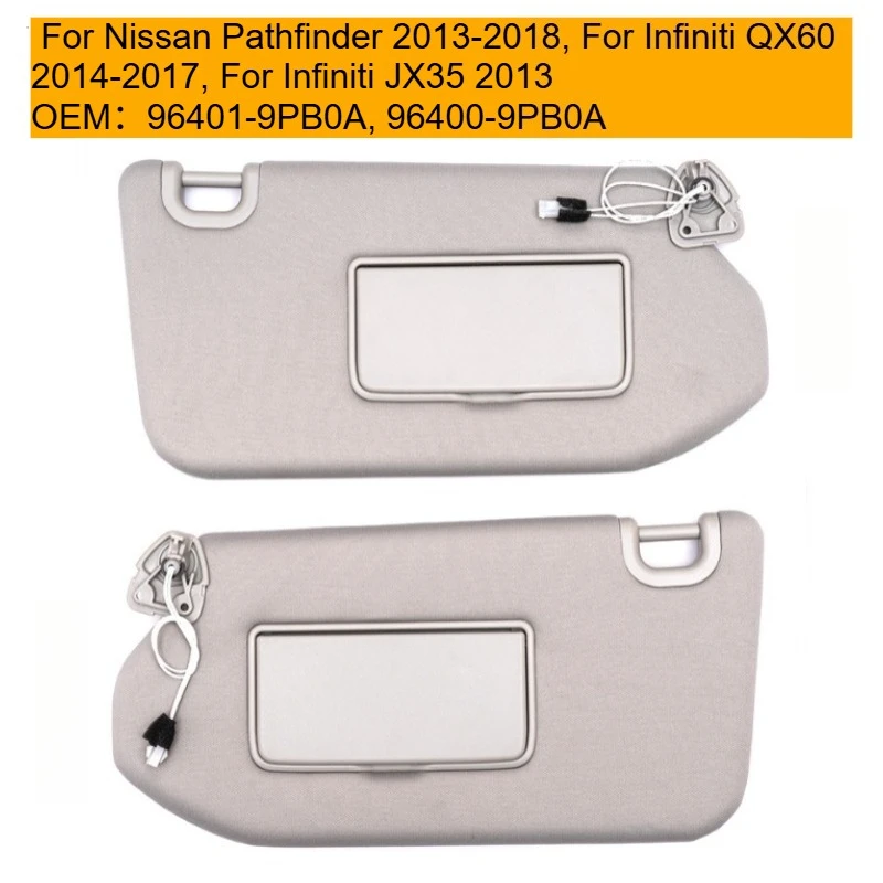 

Солнцезащитный козырек для Nissan Pathfinder 2013-2018, для Infiniti QX60 2014-2017, для Infiniti JX35 2013, OEM 96401-9PB0A, 96400-9PB0A