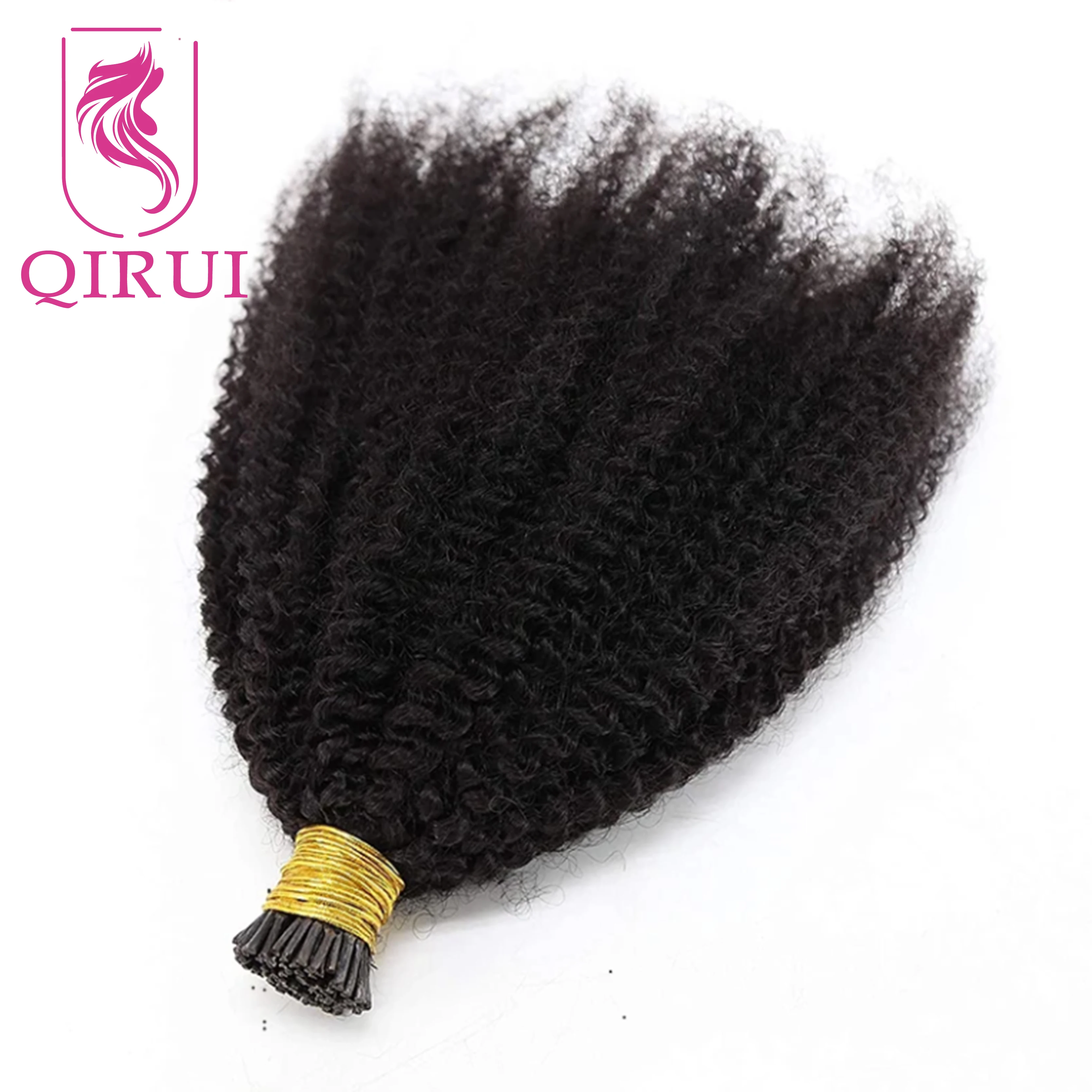 I Tip Human Hair Extensions 4B 4C Afro Kinky Curly Microlinks Hair Afro Curly Virgin Human Hair For Women 100strands/set