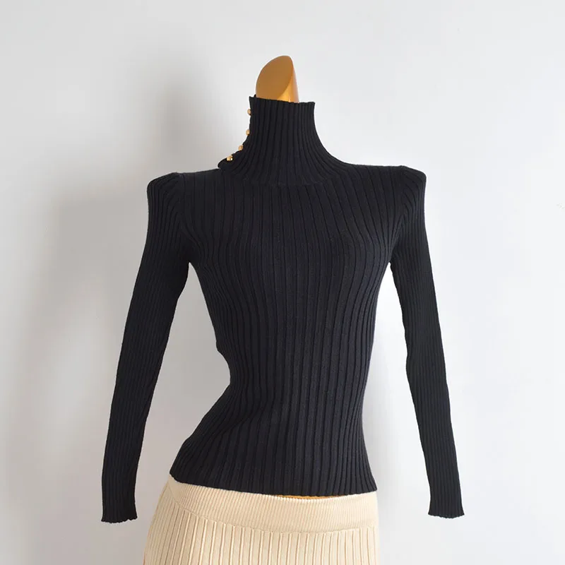 Suéter de Cuello Alto para Mujer, Manga Larga, Ajustado, Estilo Informal para Otoño e Invierno, Color Sólido, Estilo para el ...