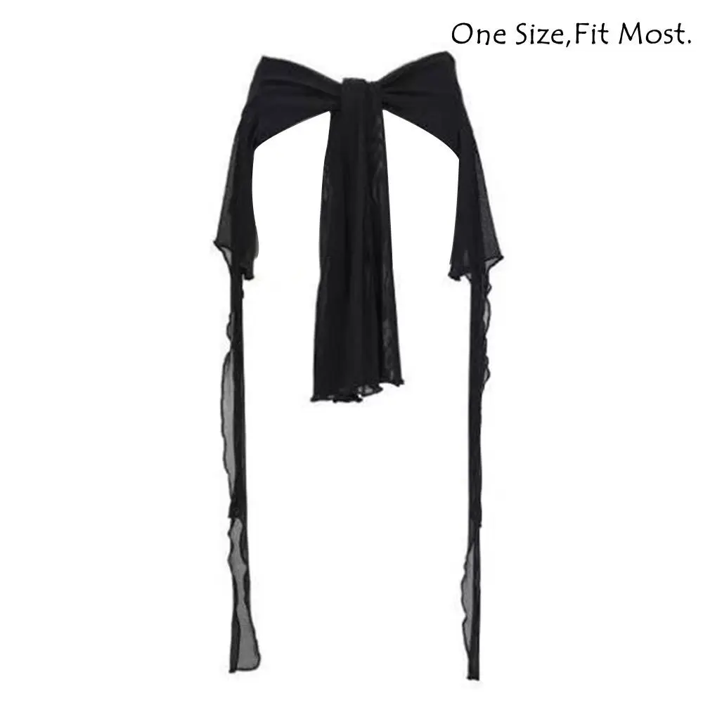Jeans Pants Decor Irregular Jazz Dance Scarf See Through Harajuku Y2K Belt Streetwear High Waist Hip-hop Scarf image 6