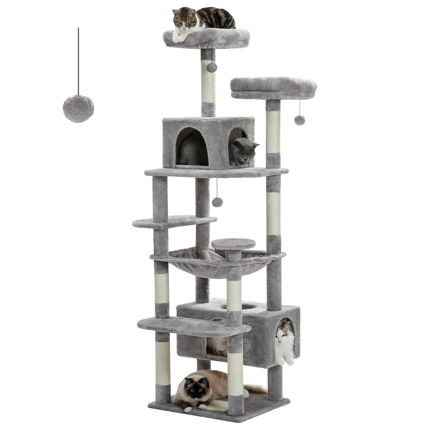 Large Cat Tree Sisal-Covered Scratching Posts 6