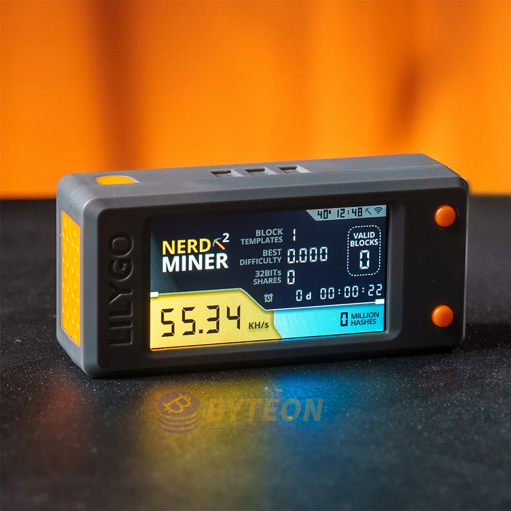 BTC NerdMiner V2 78khs Hashrate com firmware mais recente com shell com tutorial Bitcoin Lotto machine Nerd Miner V2