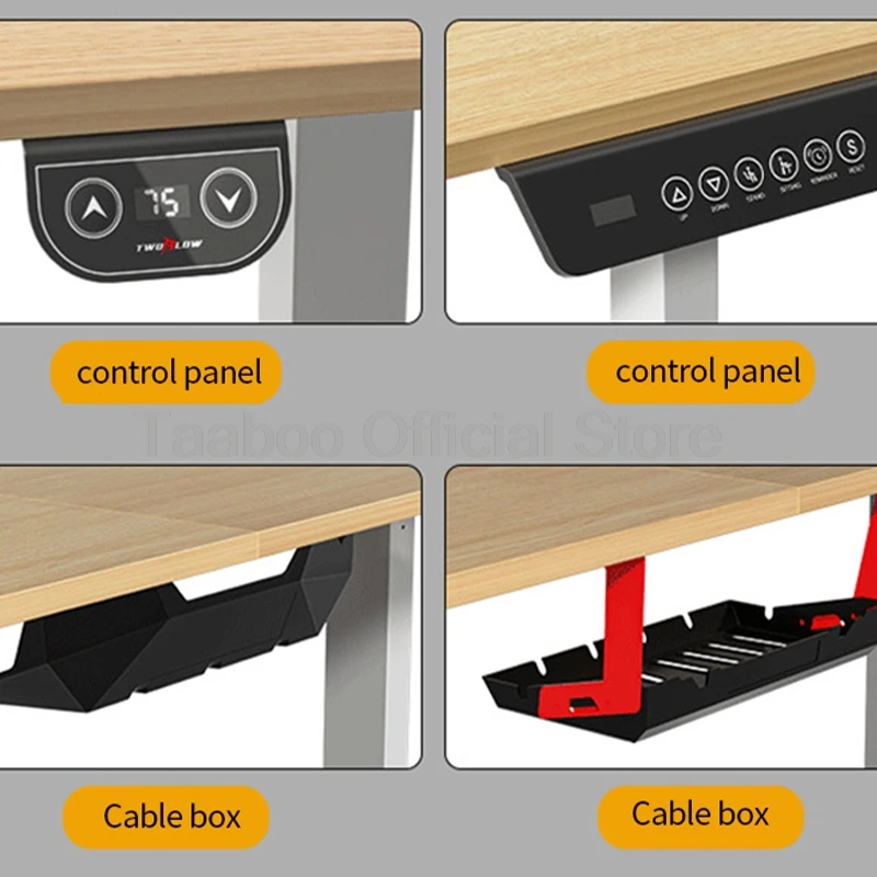 Adjustable Electric Standing Desk Frame Height Length Stand Up Shelf Lifting Computer Table Stand for Home Office(Only Frame)