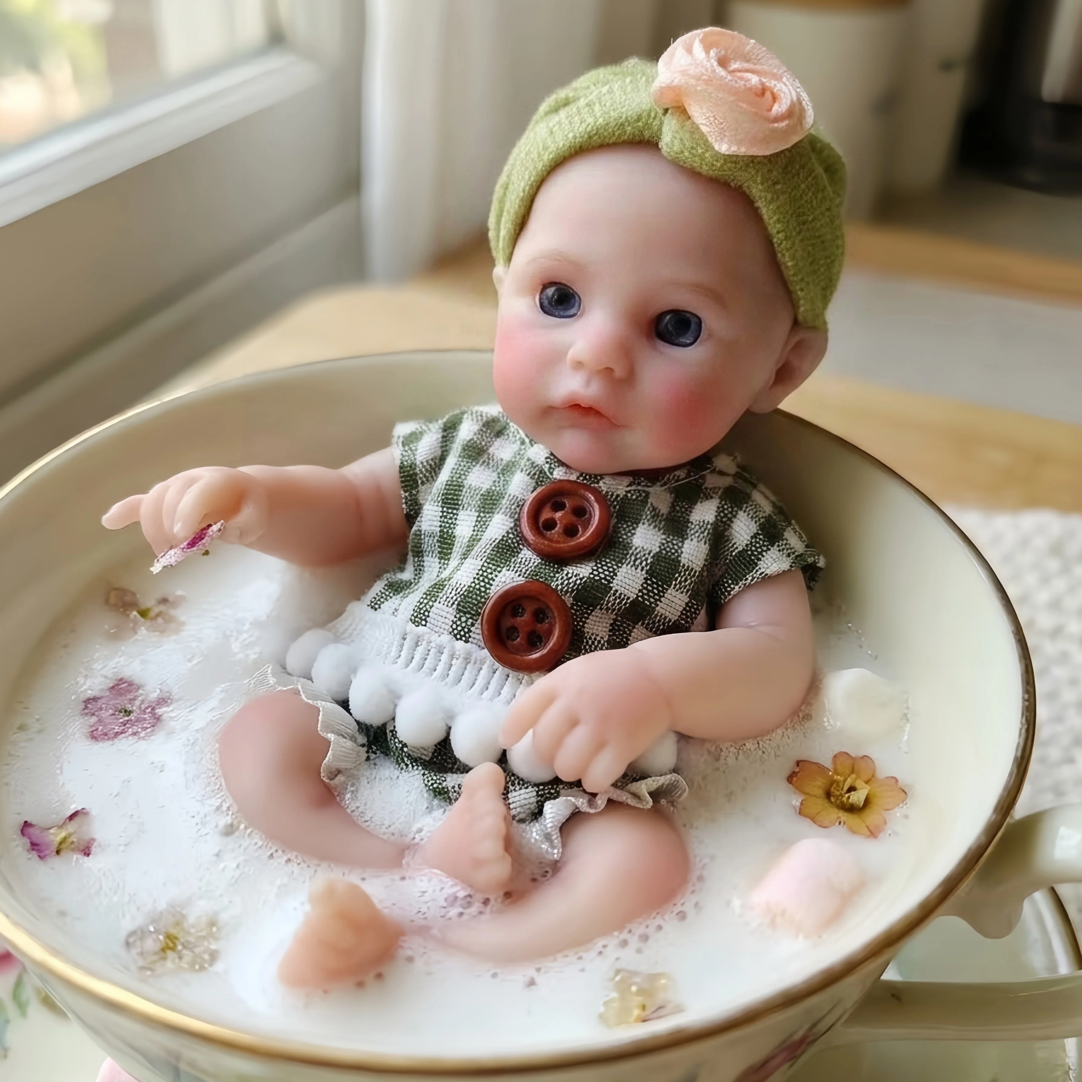 

6 Inch Mini Full Silicone Reborn Girl Doll, Water Washable, Art Hand Painted Realistic Skin, Bebe Reborn De Silicona