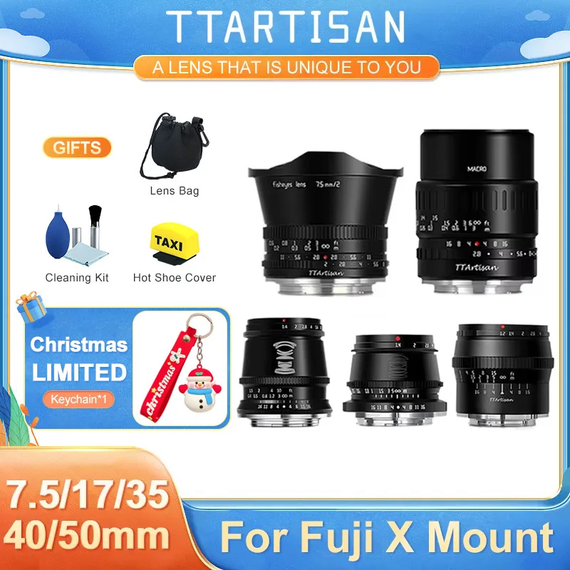 TTArtisan 7.5mm F2 17mm F1.4 35mm F1.4 40mm F2.8 50mm F1.2 APS-C Manual Focus Humanities Large Aperture Lens for Fuji X xt30