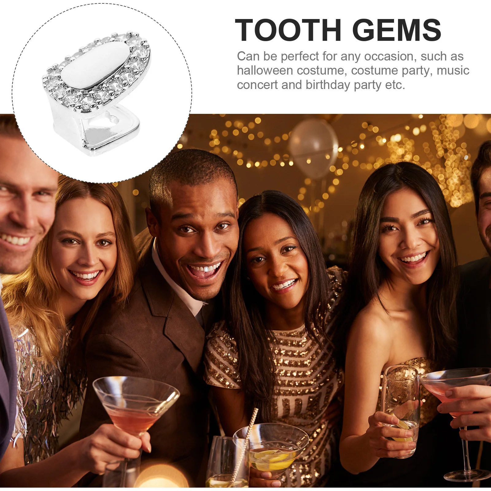 

1Set Metal Teeth Grills Decorative Shiny Hip Hop Mouth Grill Caps Rapper Performance Jewelry Tooth Gems Grills for Your Teeth