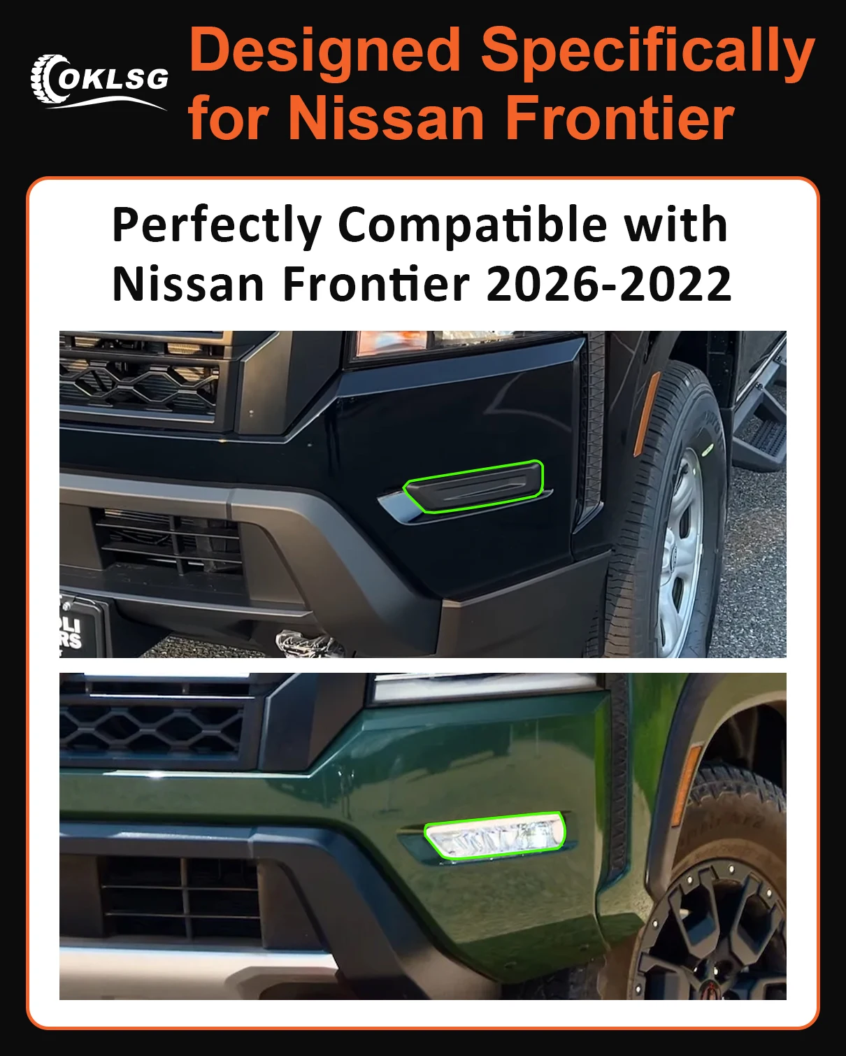 Auto led fog lights lamps fit for 2022-2026 nissan Frontier D40 DRL fog light lens turn signal lights accessories