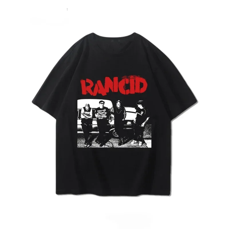 Rancid Band Short Sleeved T-shirt for Men's Summer American High Street Print Cool Pure Half Sleeves Trendy Printed T-shirt Top