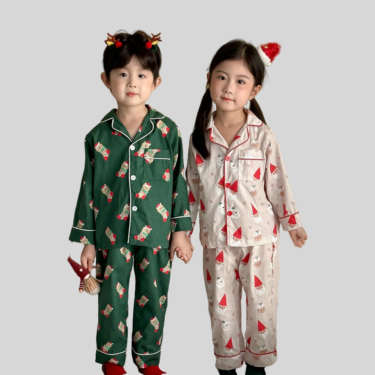 

Christmas Girl Clothes Spring Autumn Pure Cotton Pajamas Class A Long - Sleeve Homewear Set Boys Girls Children's Sleepwear