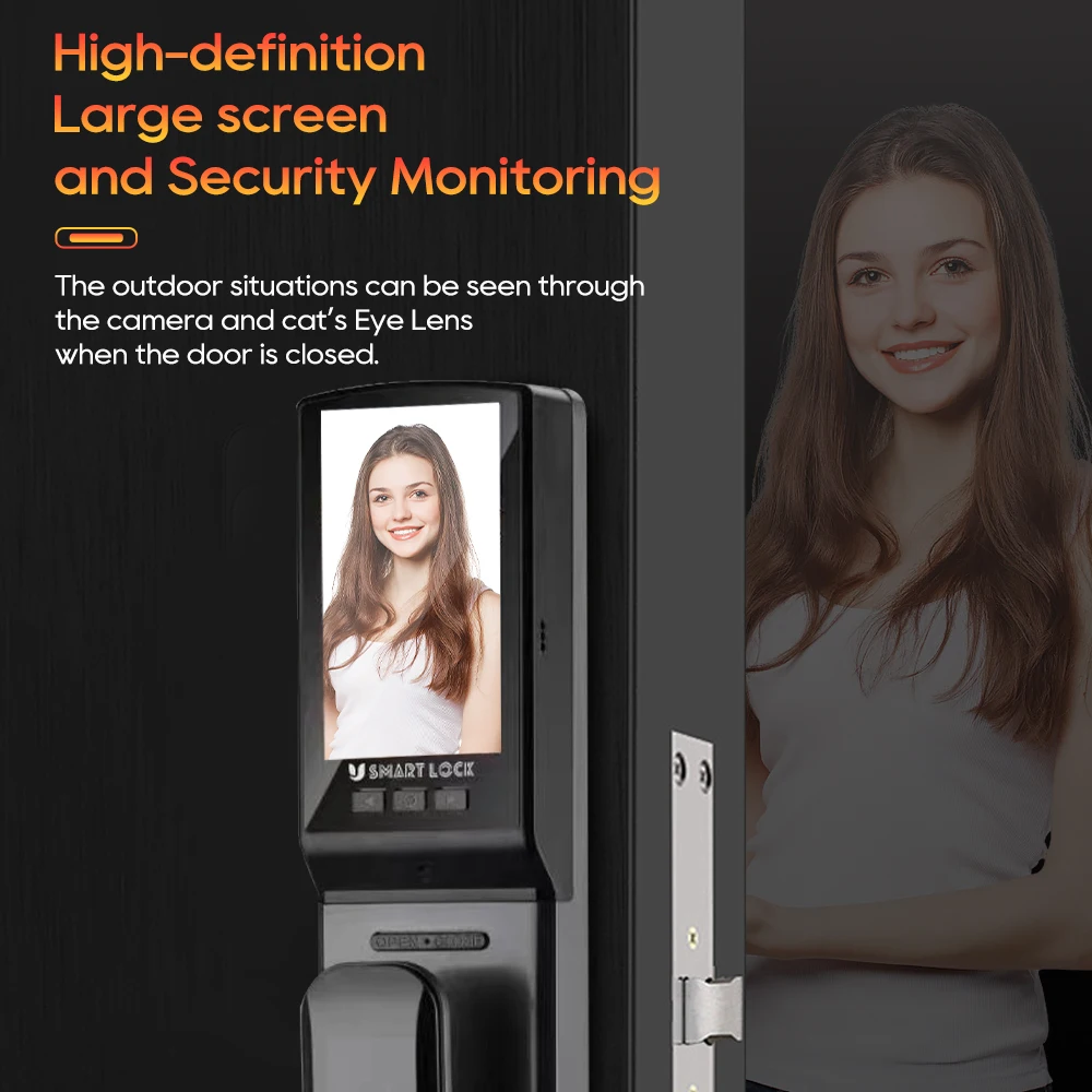 WiFi Tuya APP Smart Door Lock Voice Intercom Digital Door Lock High Quanlity 3D Face Recognition With Camera