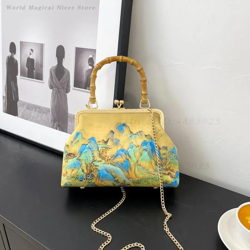 New Chinese Style Gold Handbag Ancient Hanfu Elements Accessories Luxury Golden Clutch for Qipao Horse Face Skirt