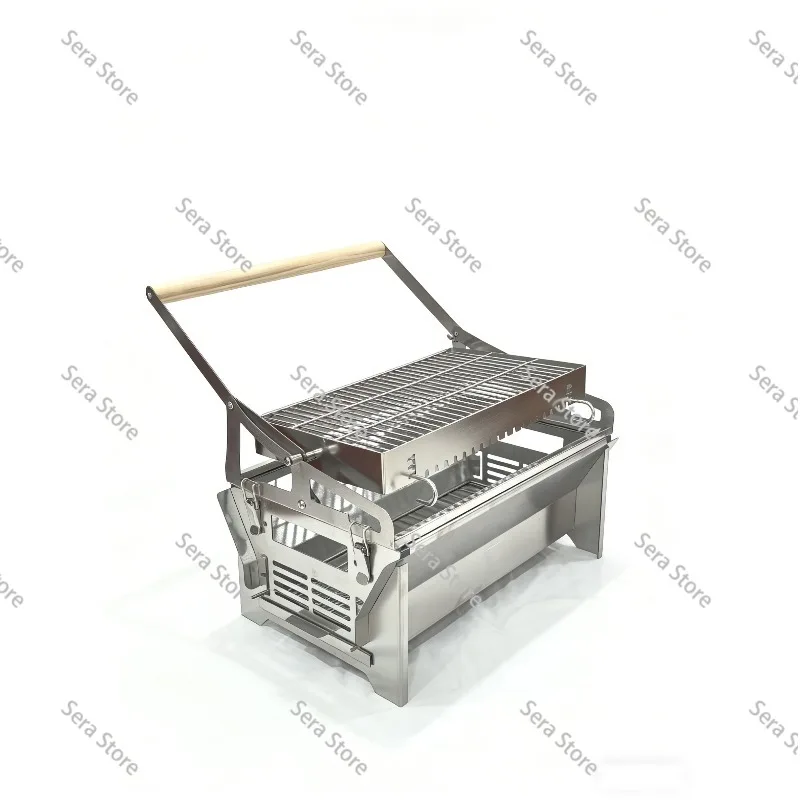 304 Stainless Steel Detachable Flip Household Charcoal Barbecue Grill, Outdoor Fish Grill, Barbecue Grill