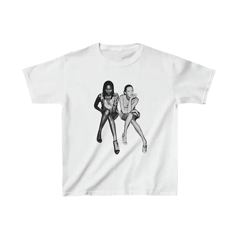 Kate Moss and Naomi Campbell After Party Women's and Kids Summer Vintage Short Sleeve Shirt Celebrity Inspired Aesthetic Tshirt