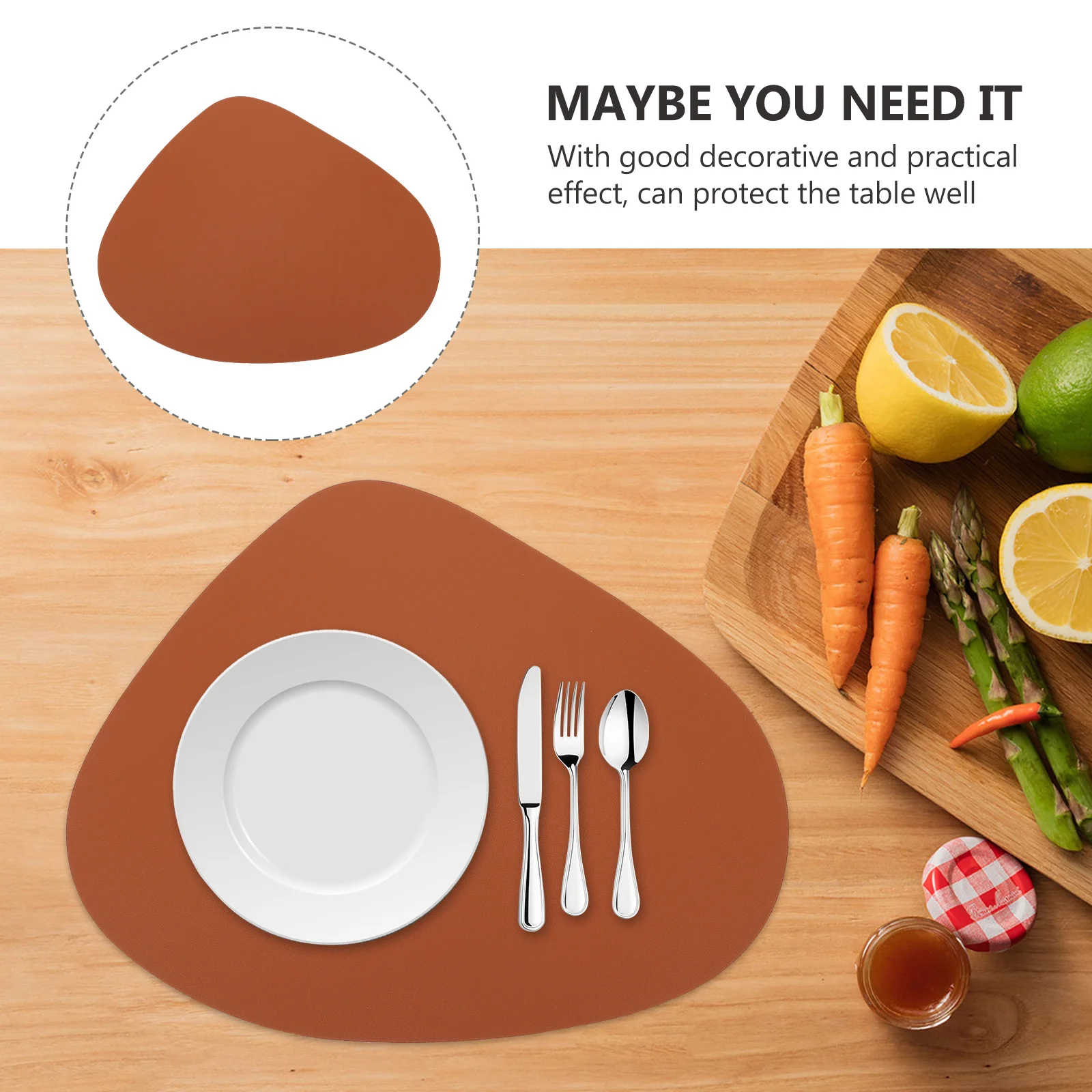 

4Pcs Drop-Shaped Dining Table Mats Heat Insulation Place Mats Waterproof Anti-Skid Skid-Proof Cushion for Hot Pots Soup